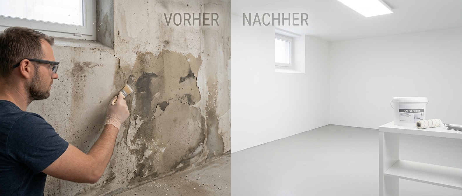 Vorher Nachher Kellerwand Sanierung